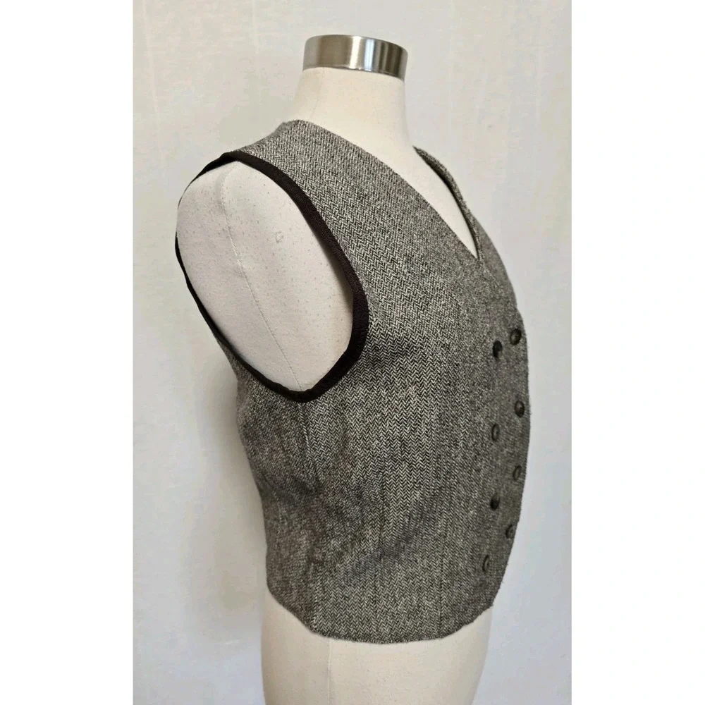 Gap Womens Vintage Vest Size Medium Herringbone Double‎ Breasted